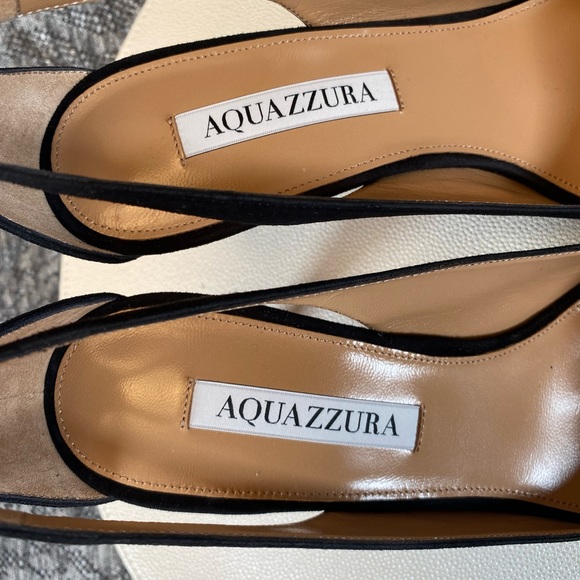 Aquazzura Bow Tie Pump 85mm Heels Black Size 37.5 - Picture 10 of 16